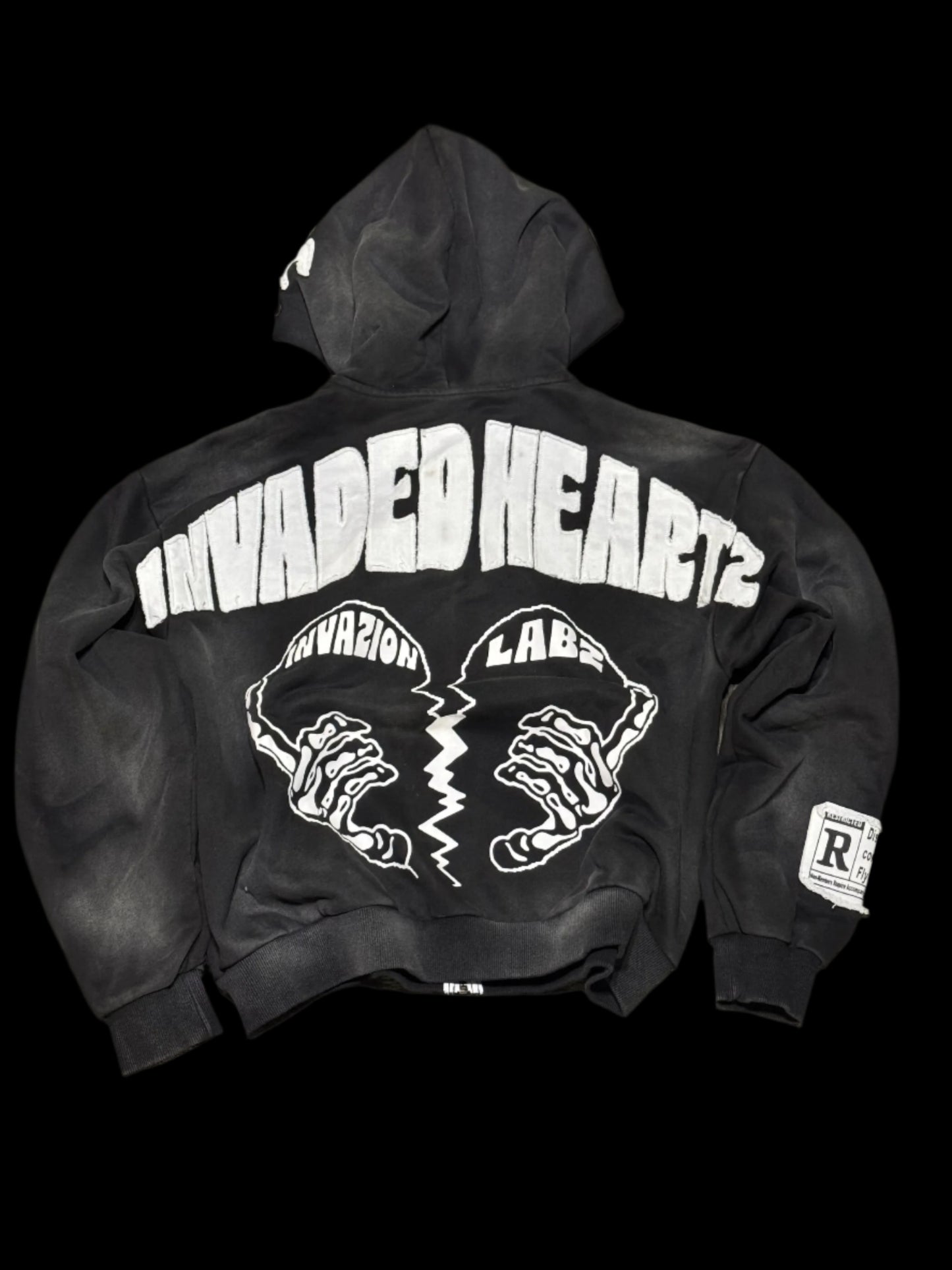 Black "INVADED HEARTZ" Zip up