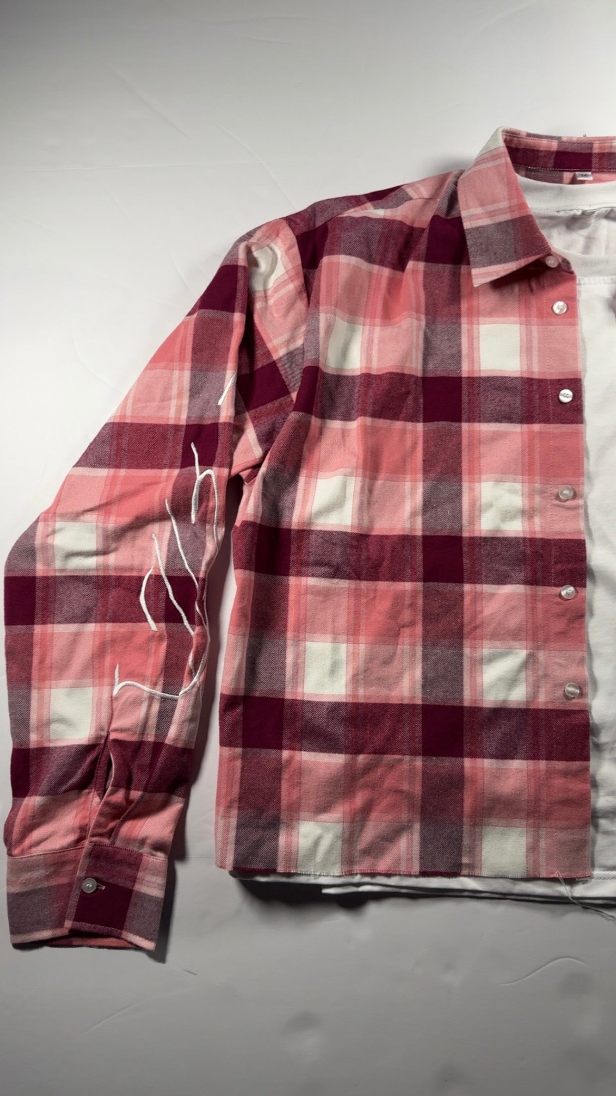 Pink "Union Stitch Flannel Tee"
