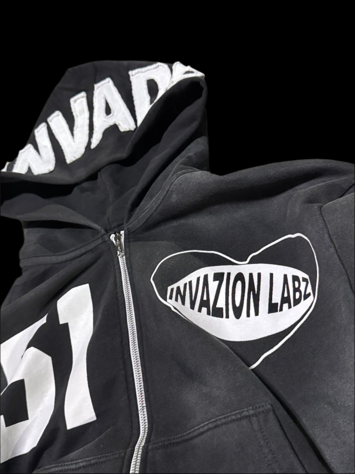 Black "INVADED HEARTZ" Zip up
