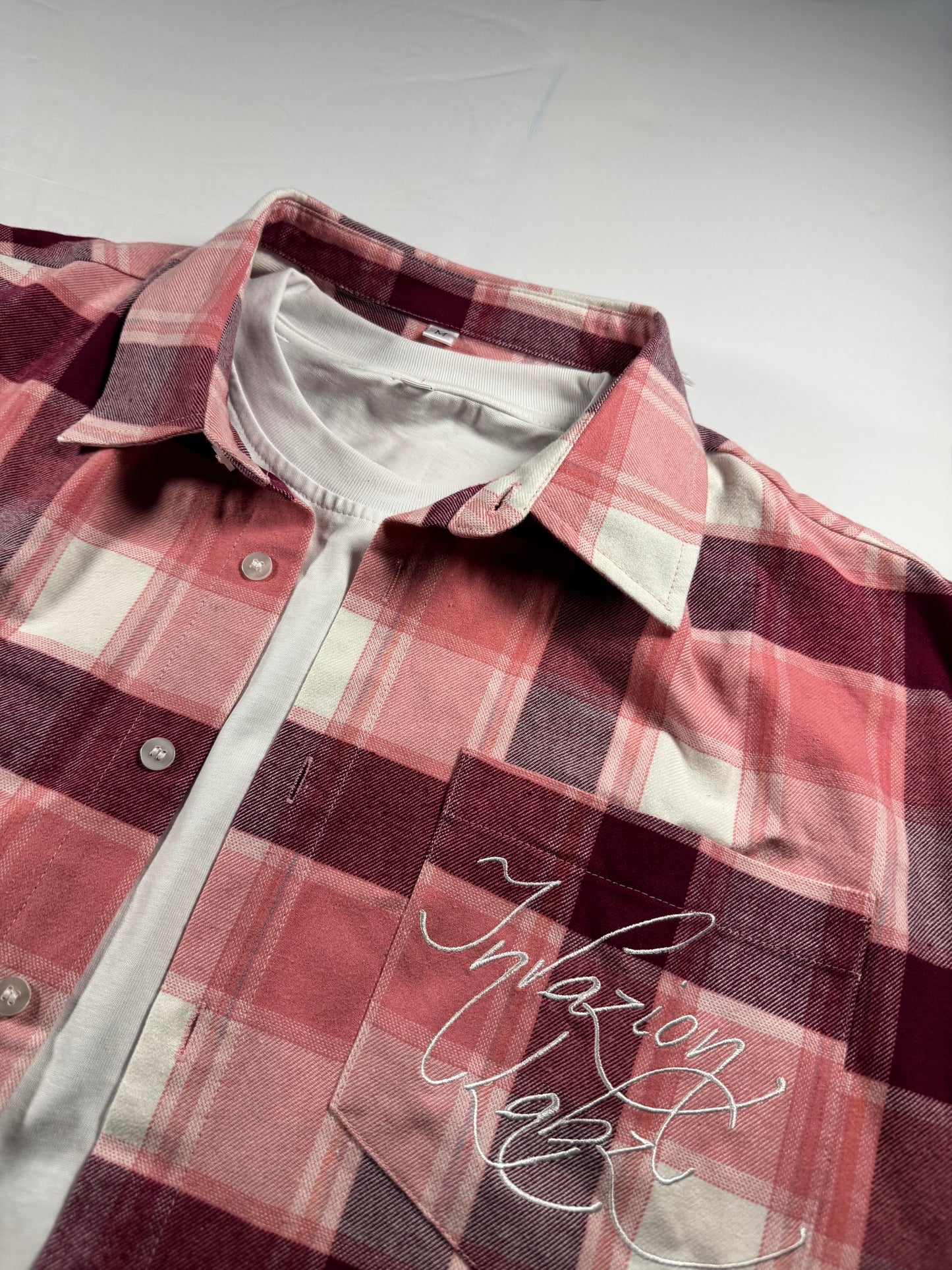Pink "Union Stitch Flannel Tee"