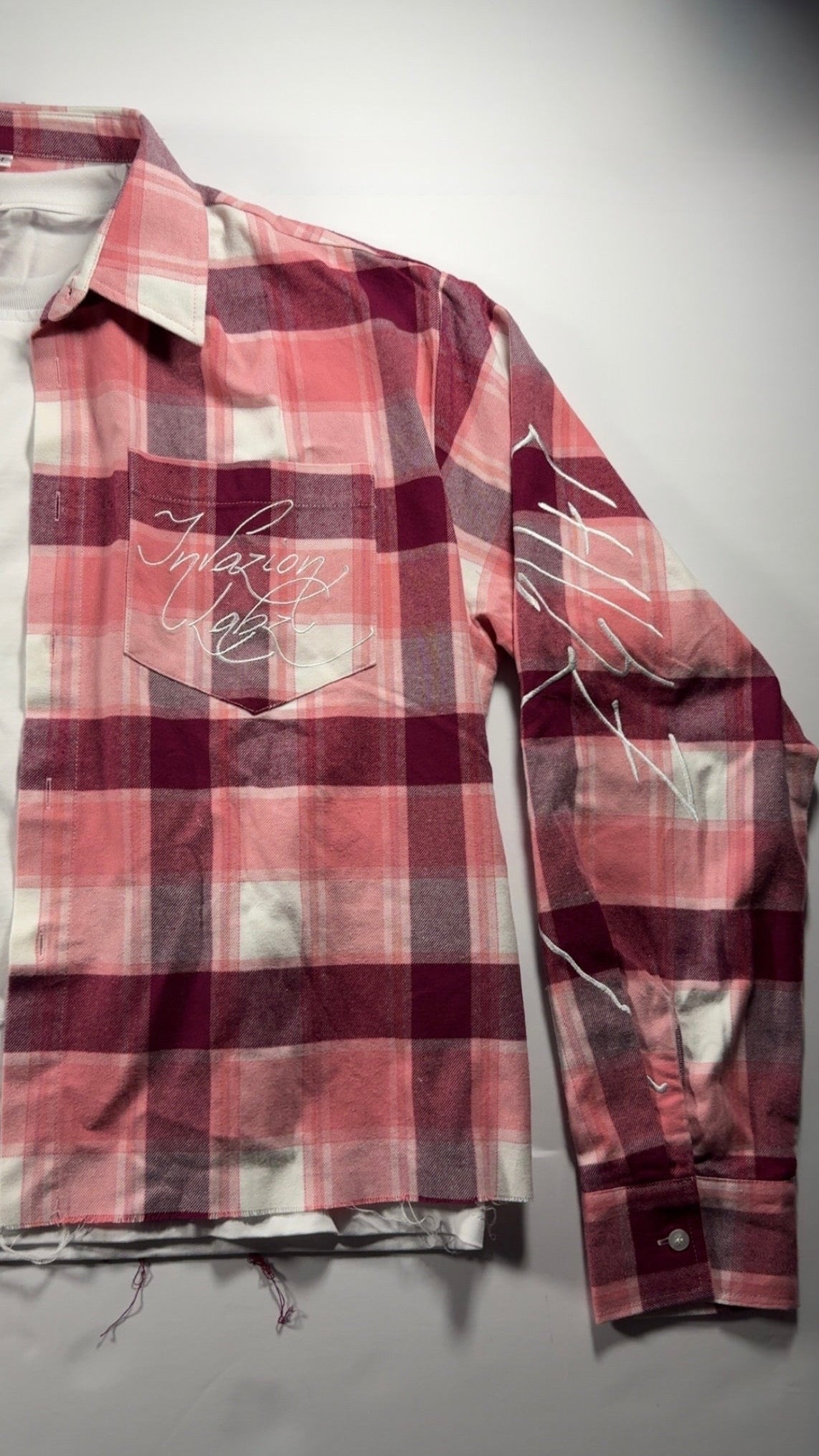 Pink "Union Stitch Flannel Tee"