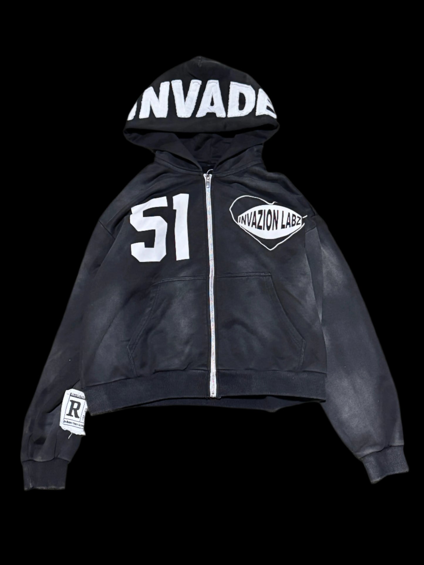 Black "INVADED HEARTZ" Zip up