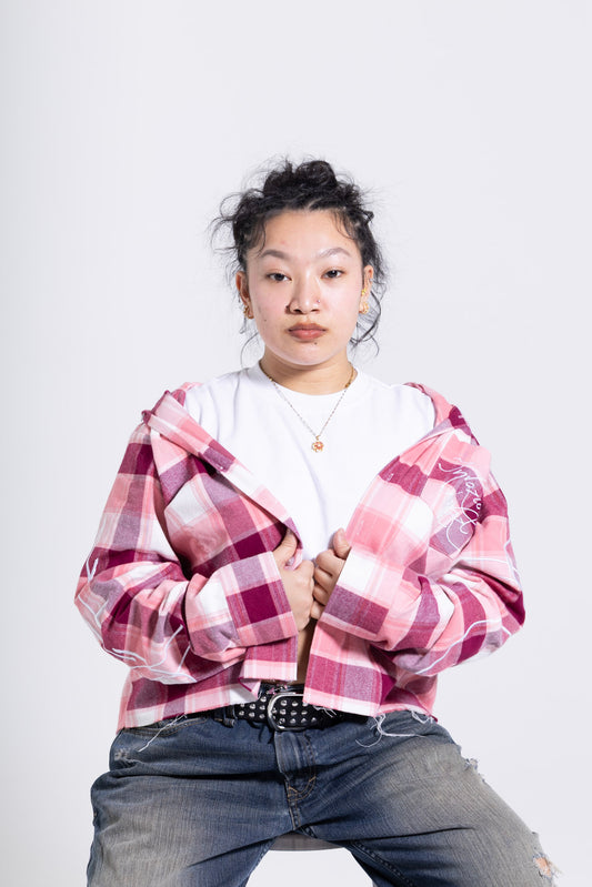 Pink "Union Stitch Flannel Tee"