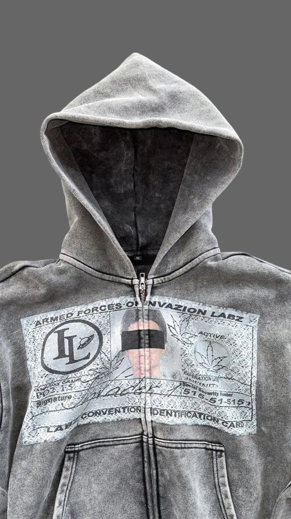Heather Gray "Invader 1" Zip up