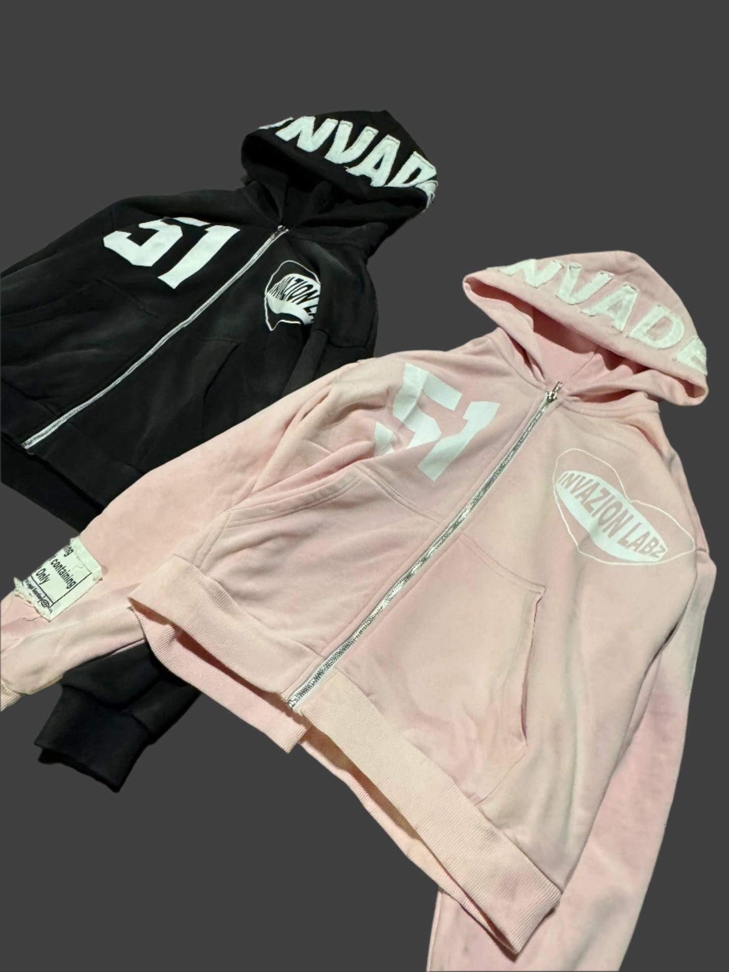 Pink "INVADED HEARTZ" Zip up